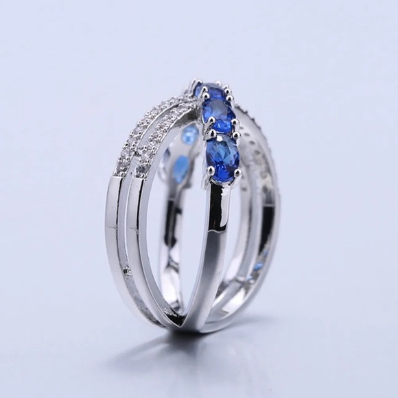 New Unique 925 Silver Beautiful Sapphire Ring - Picture 4 of 6